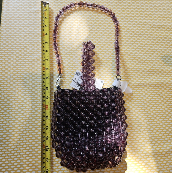 NWT Zara handbag, chunky bead shoulder bag minibag, beautifully light reflective - Picture 17 of 17